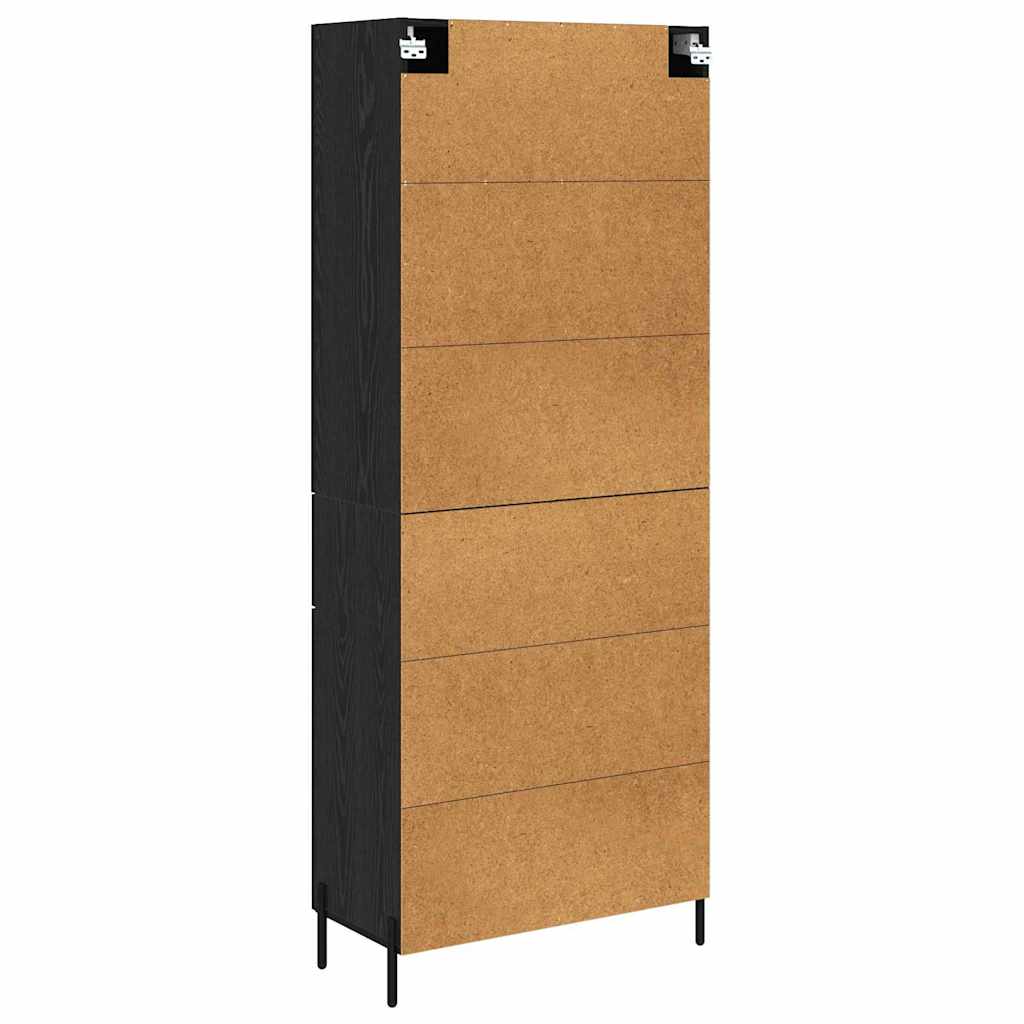 vidaXL Highboard Czarny Dąb 69,5 x 34 x 180 cm Materiał drewnopochodny