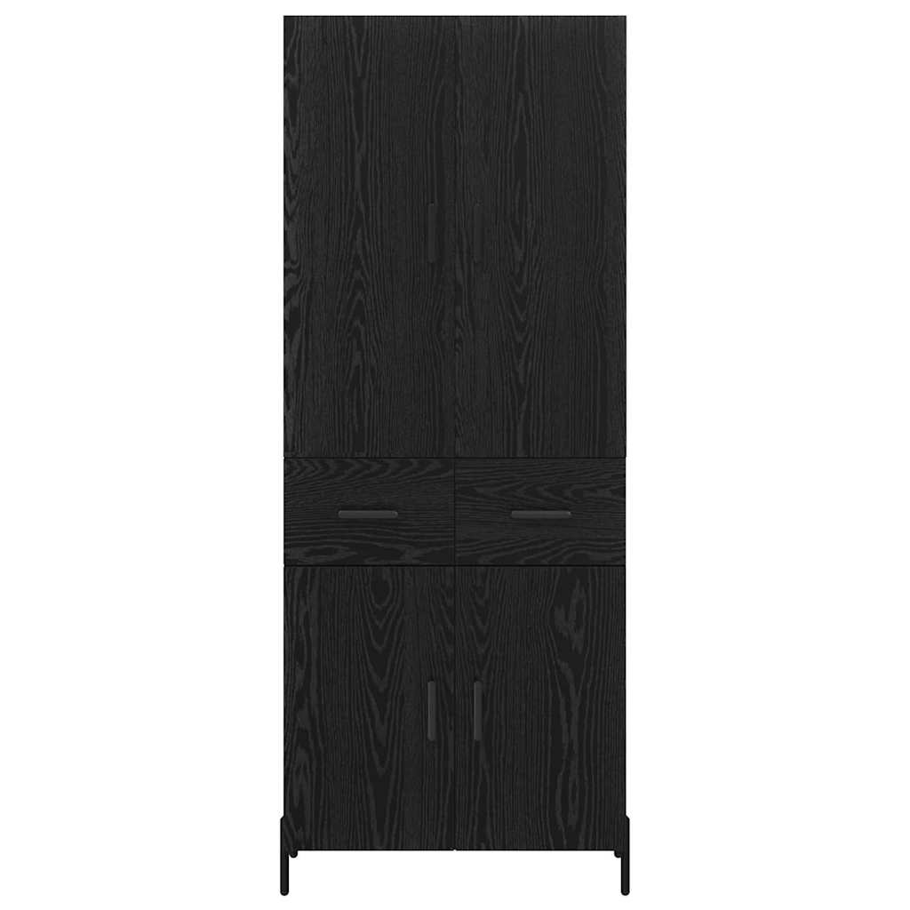 vidaXL Highboard Czarny Dąb 69,5 x 34 x 180 cm Materiał drewnopochodny