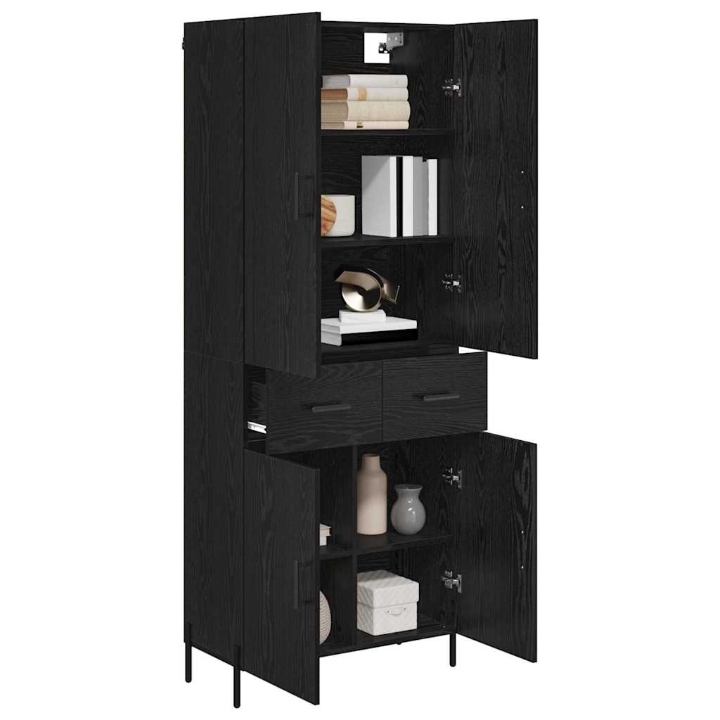 vidaXL Highboard Czarny Dąb 69,5 x 34 x 180 cm Materiał drewnopochodny