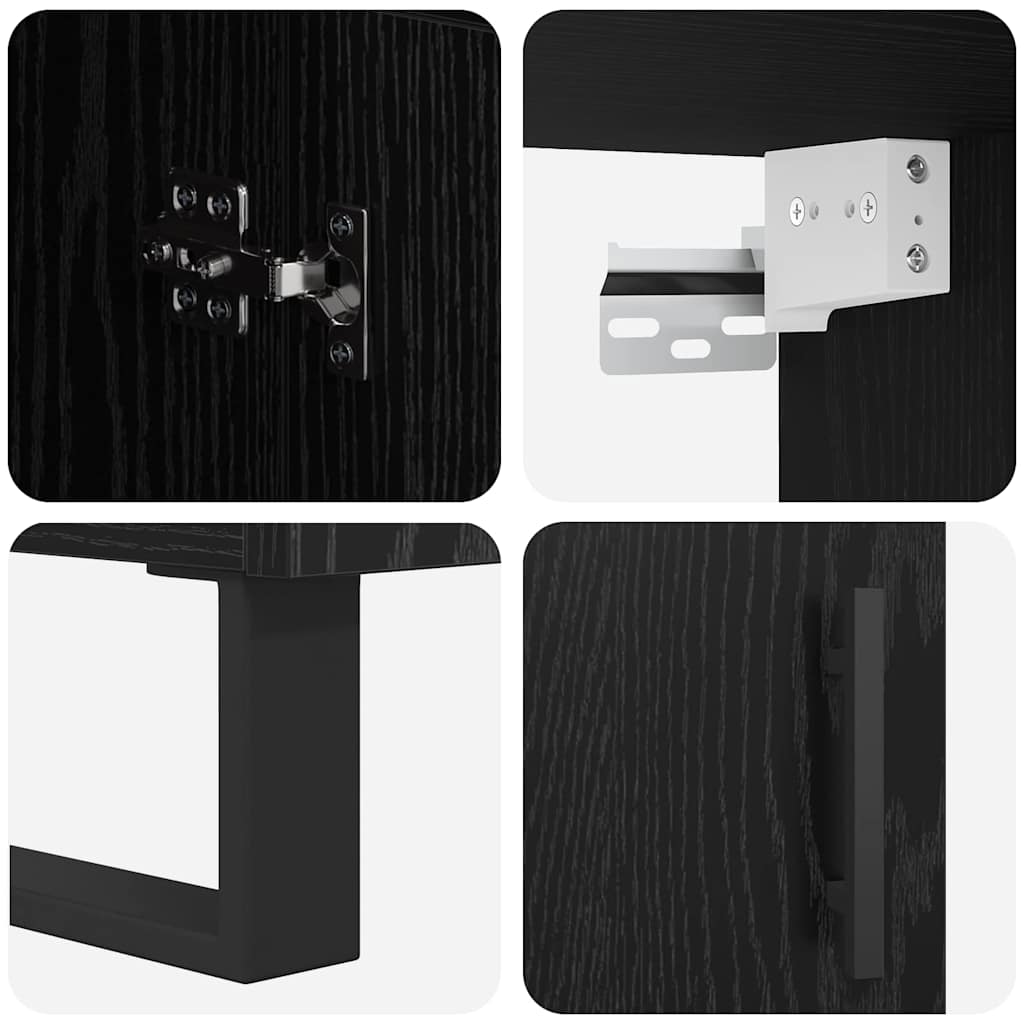 vidaXL Highboard 2 pcs Czarny Dąb Drewno inżynieryjne i szkło