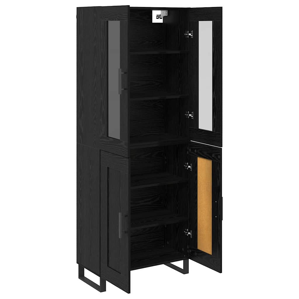 vidaXL Highboard 2 pcs Czarny Dąb Drewno inżynieryjne i szkło