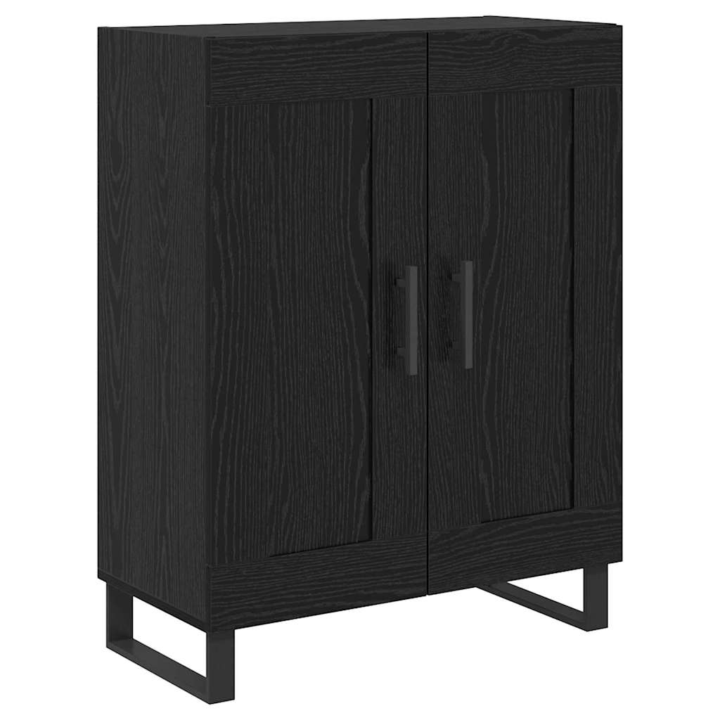 vidaXL Highboard 2 pcs Czarny Dąb Drewno inżynieryjne i szkło