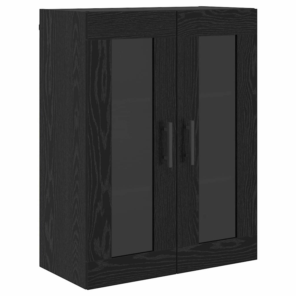 vidaXL Highboard 2 pcs Czarny Dąb Drewno inżynieryjne i szkło