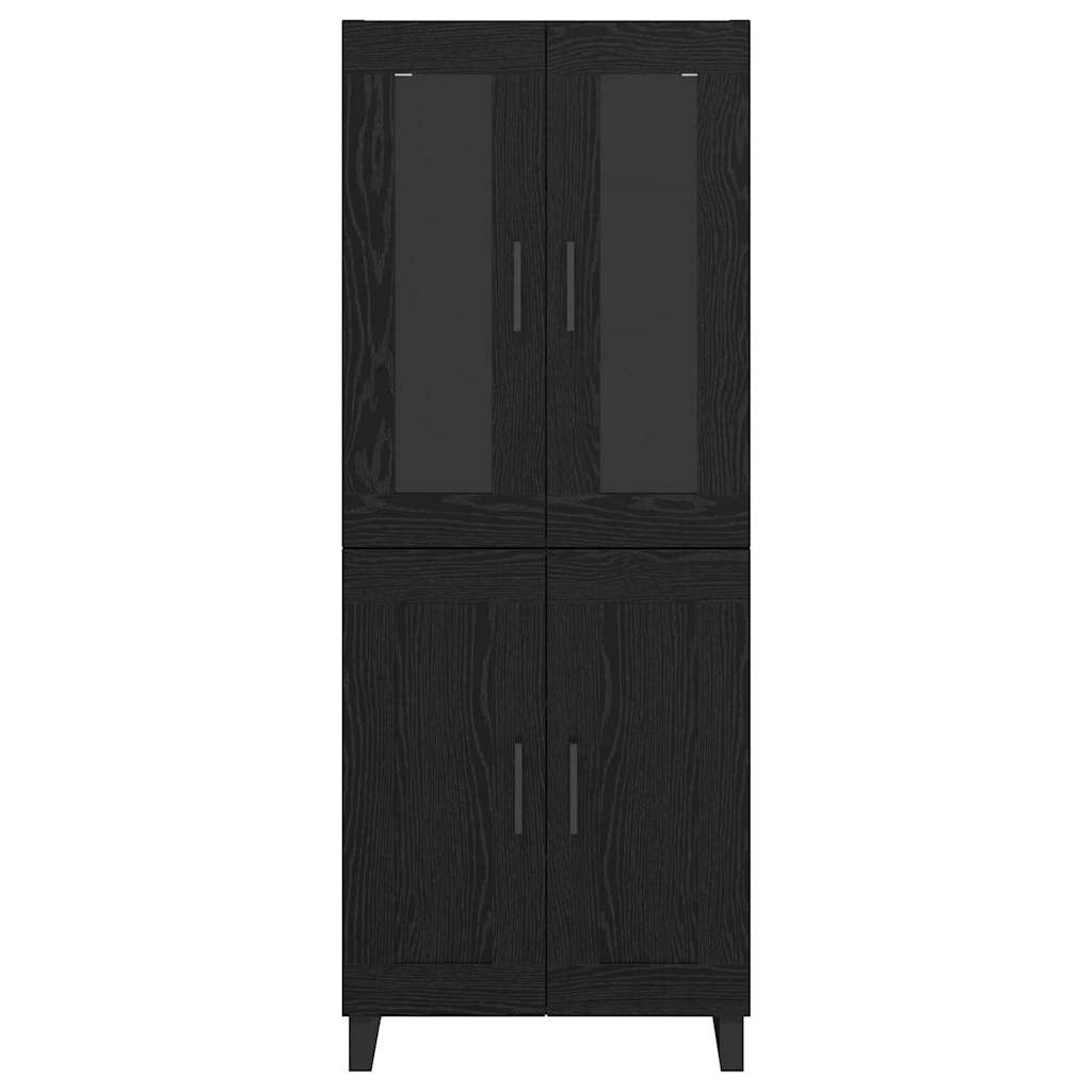 vidaXL Highboard 2 pcs Czarny Dąb Drewno inżynieryjne i szkło
