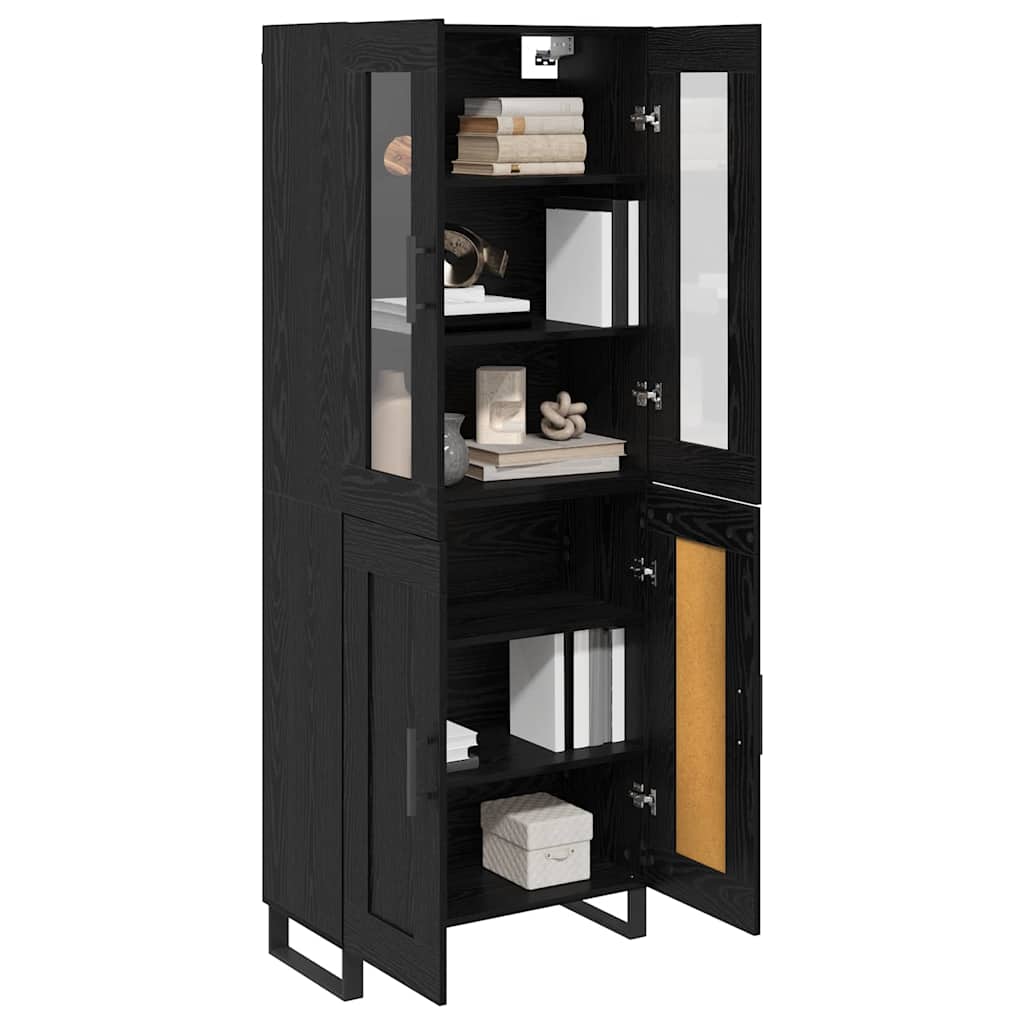 vidaXL Highboard 2 pcs Czarny Dąb Drewno inżynieryjne i szkło