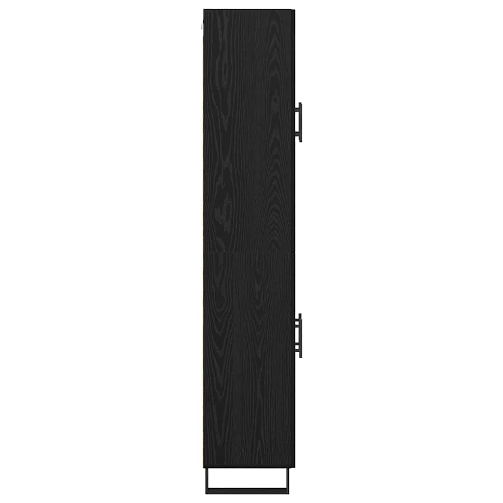 vidaXL Highboard 2 pcs Czarny Dąb Drewno inżynieryjne i szkło