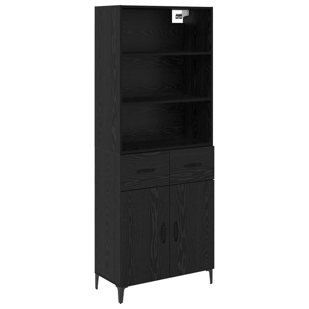 vidaXL Highboard Czarny Dąb 69,5 x 34 x 180 cm Materiał drewnopochodny