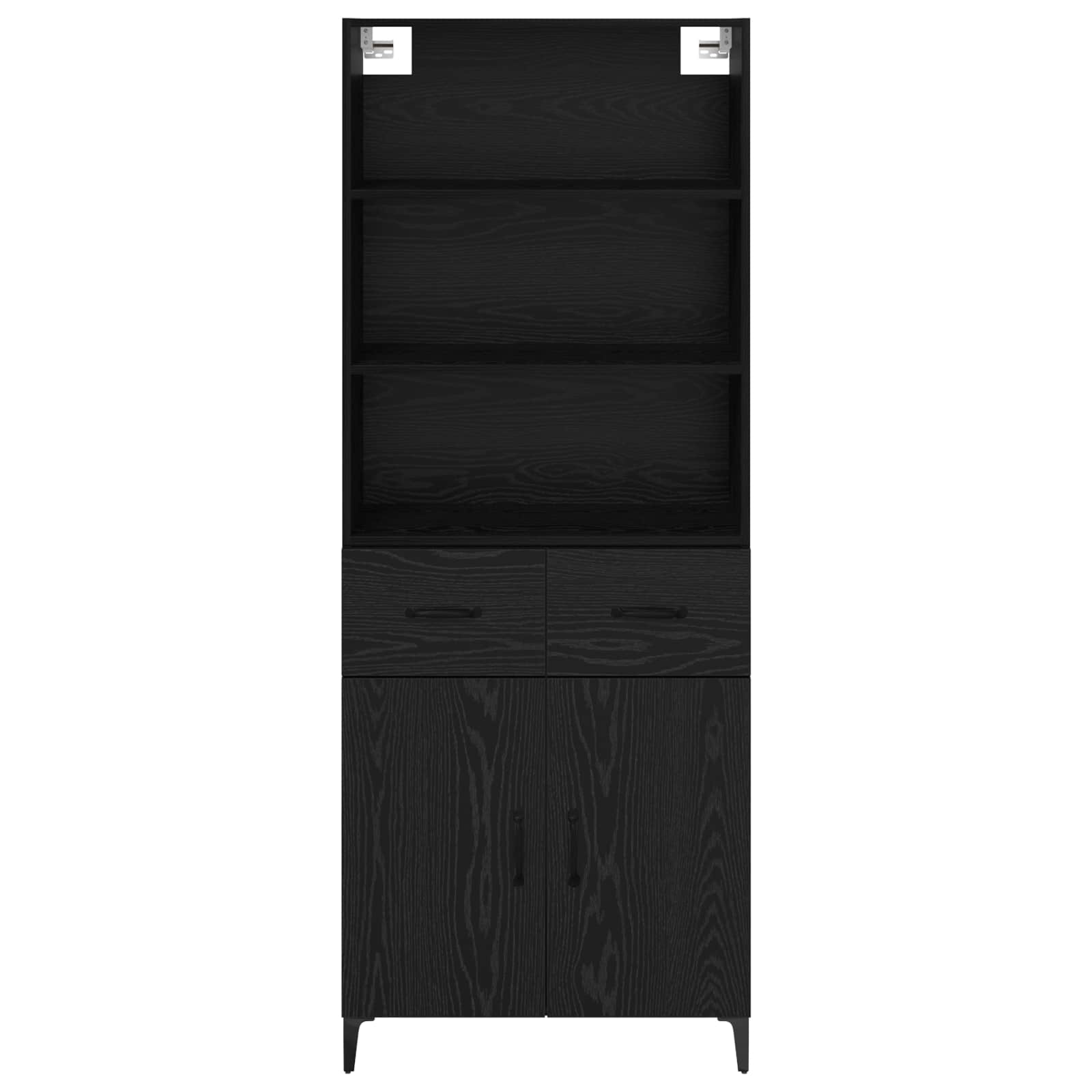 vidaXL Highboard Czarny Dąb 69,5 x 34 x 180 cm Materiał drewnopochodny