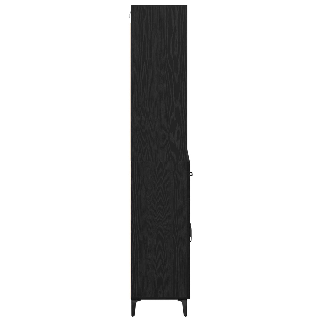 vidaXL Highboard Czarny Dąb 69,5 x 34 x 180 cm Materiał drewnopochodny
