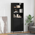 vidaXL Highboard Czarny dąb 69,5 x 34 x 180 cm Materiał drewnopochodny