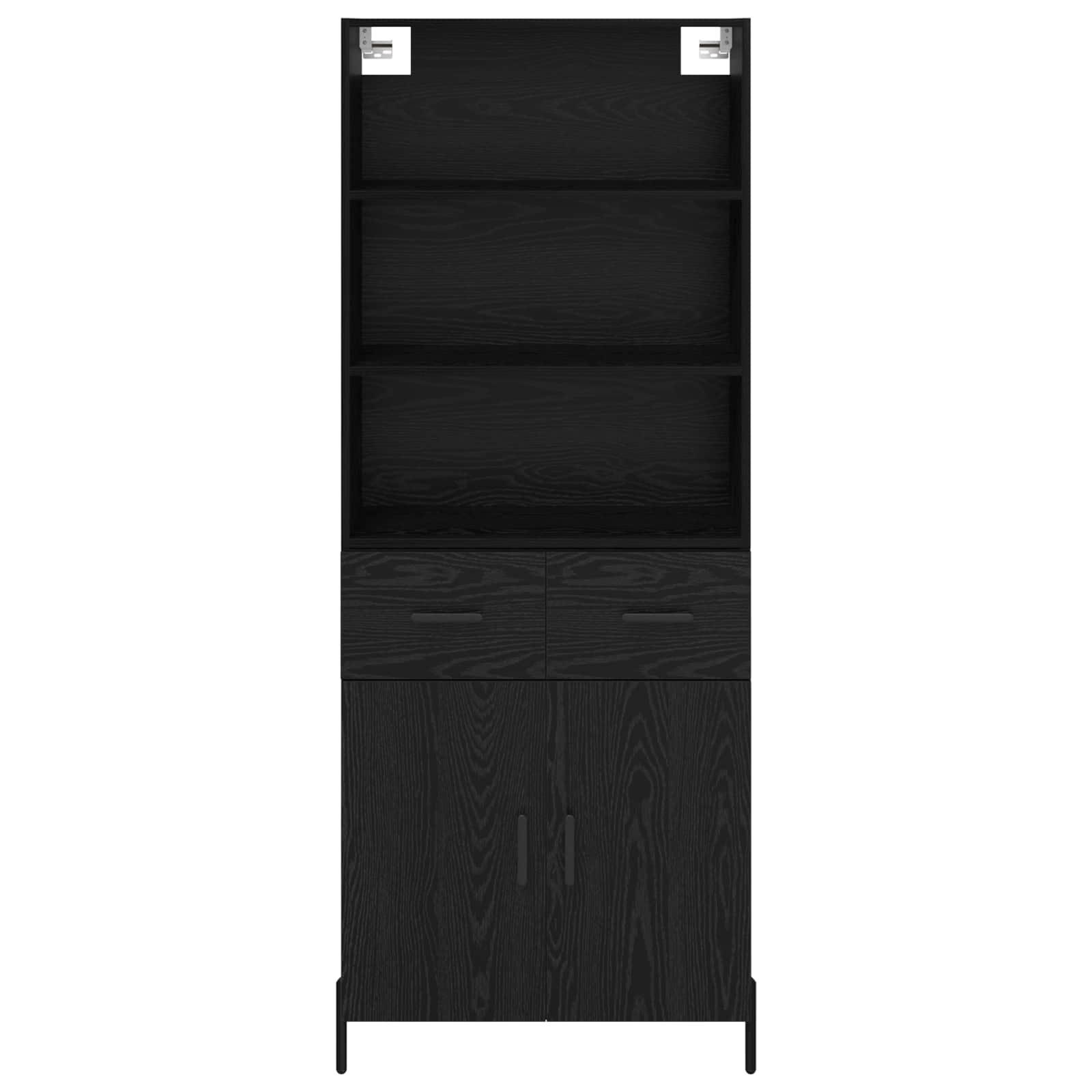 vidaXL Highboard Czarny dąb 69,5 x 34 x 180 cm Materiał drewnopochodny