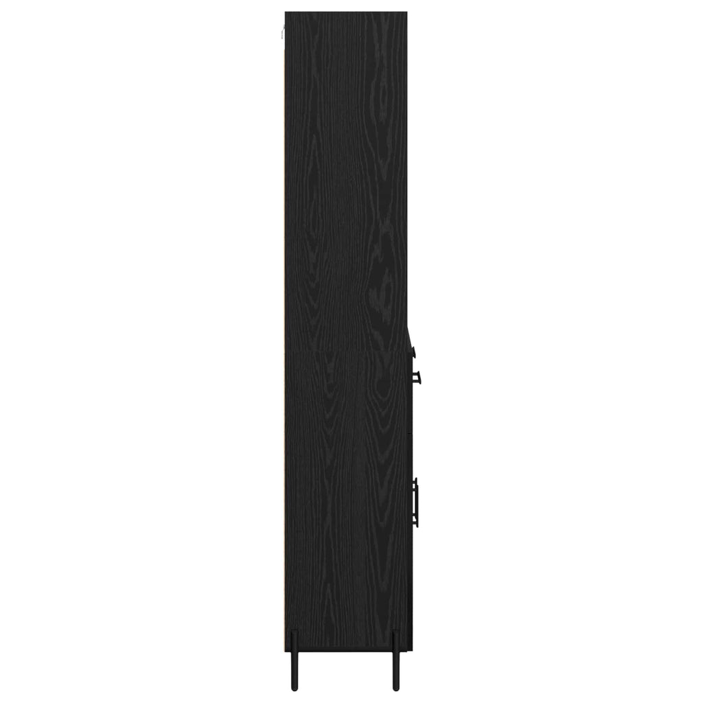 vidaXL Highboard Czarny dąb 69,5 x 34 x 180 cm Materiał drewnopochodny