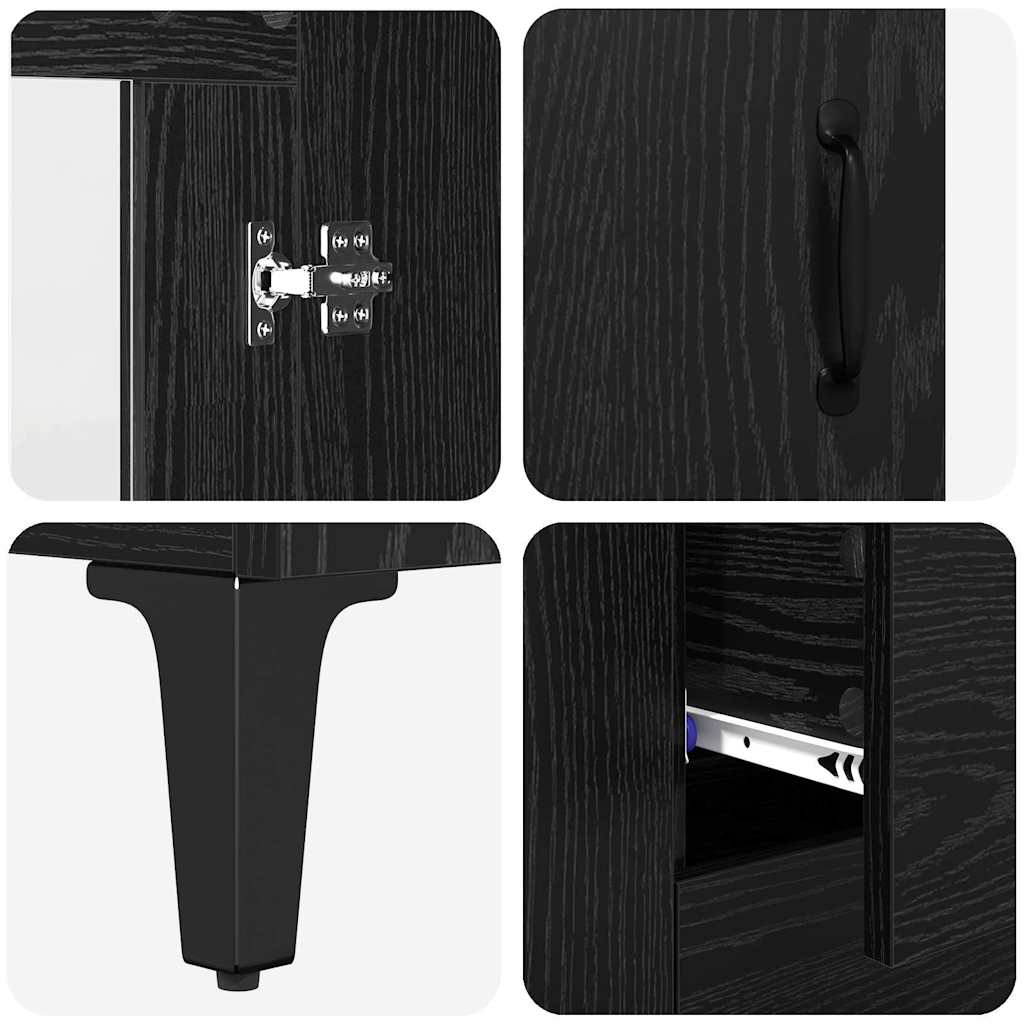 vidaXL Highboard Czarny Dąb 69,5 x 34 x 180 cm Materiał drewnopochodny