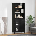 vidaXL Highboard Czarny Dąb 69,5 x 34 x 180 cm Materiał drewnopochodny