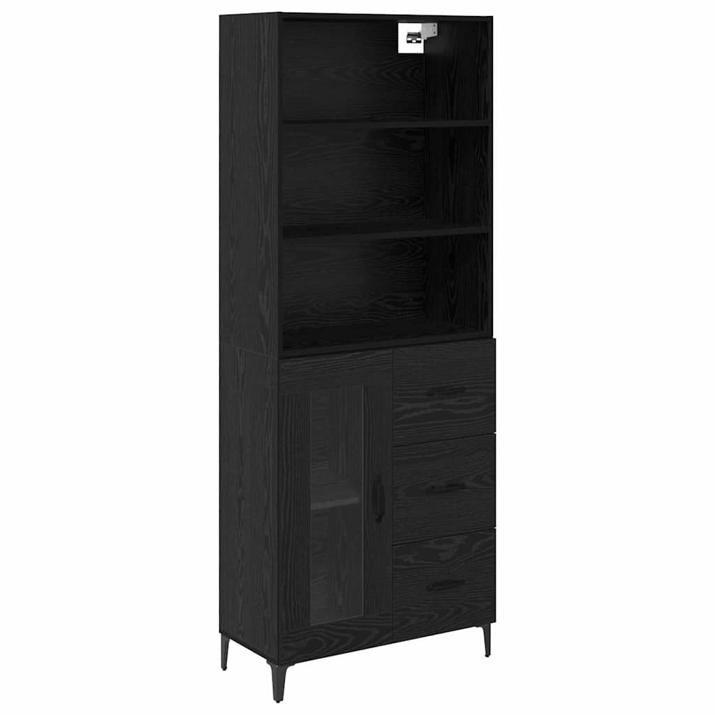 vidaXL Highboard Czarny Dąb 69,5 x 34 x 180 cm Materiał drewnopochodny