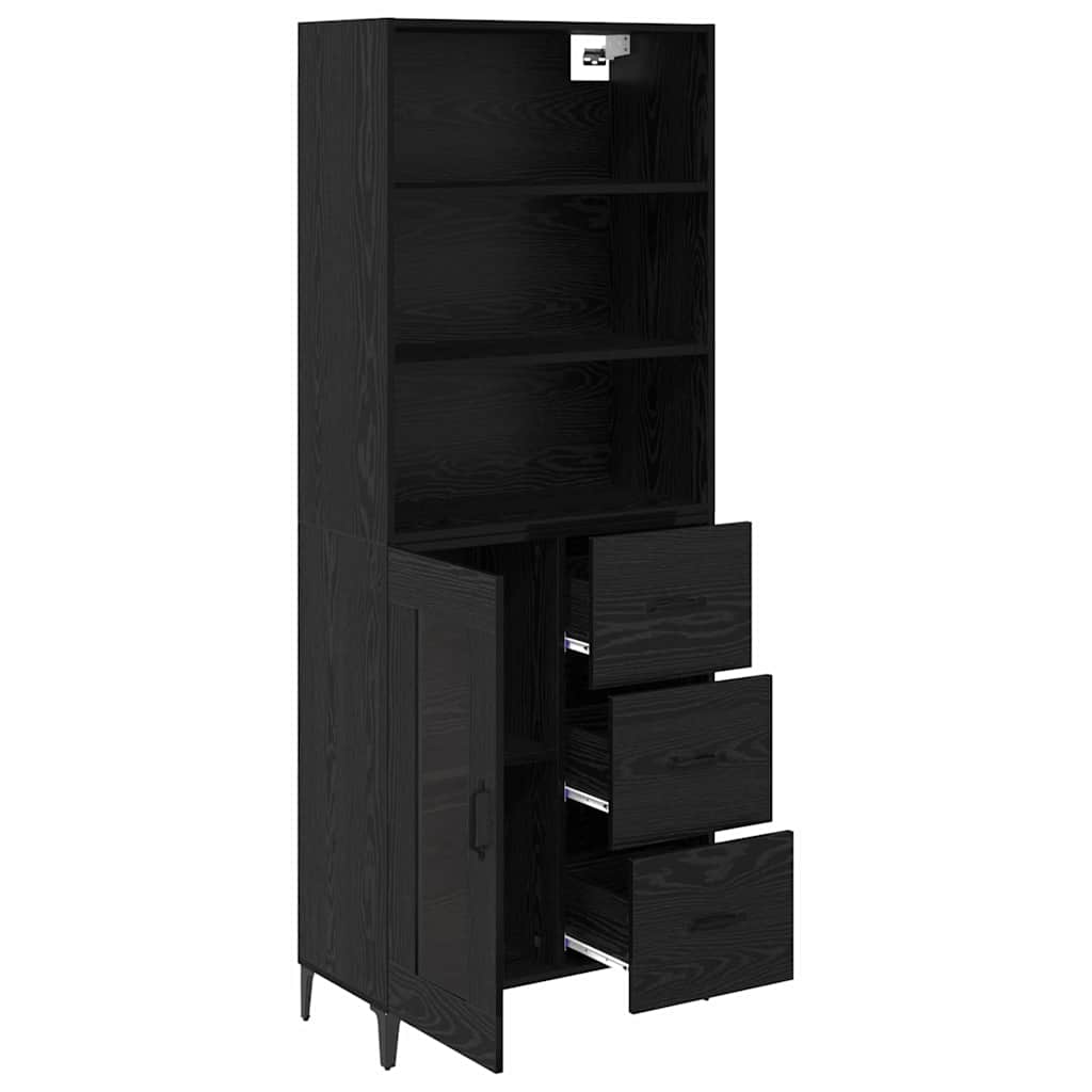 vidaXL Highboard Czarny Dąb 69,5 x 34 x 180 cm Materiał drewnopochodny