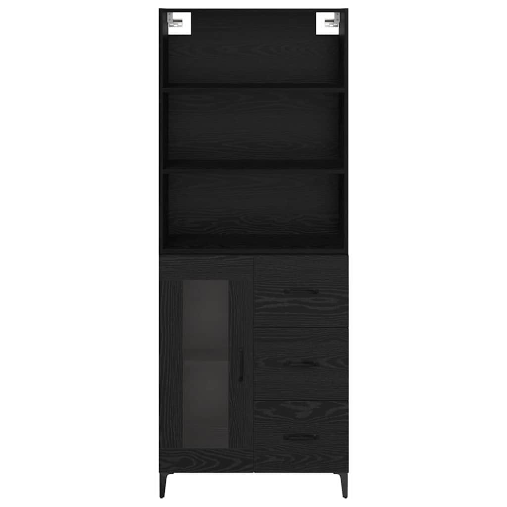 vidaXL Highboard Czarny Dąb 69,5 x 34 x 180 cm Materiał drewnopochodny