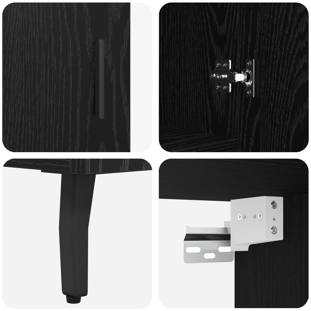 vidaXL Highboard 2 pcs Czarny dąb Drewno inżynieryjne i szkło