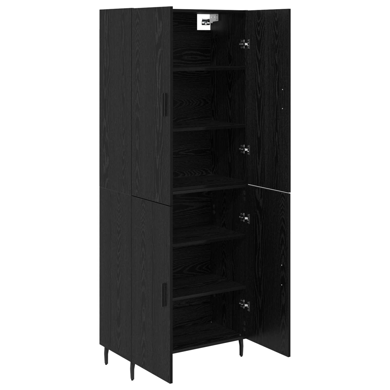 vidaXL Highboard 2 pcs Czarny dąb Drewno inżynieryjne i szkło