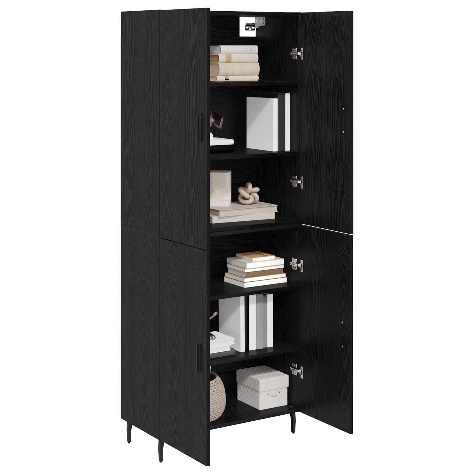 vidaXL Highboard 2 pcs Czarny dąb Drewno inżynieryjne i szkło