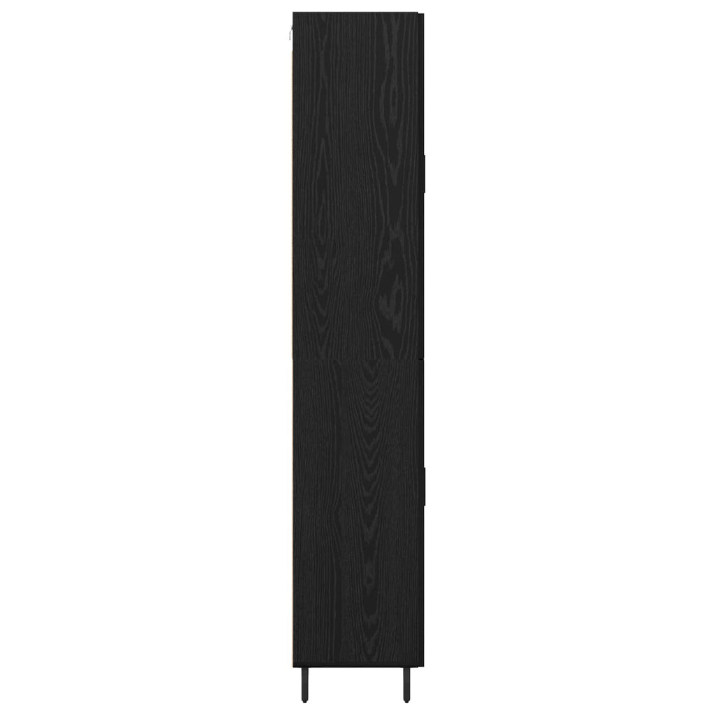 vidaXL Highboard 2 pcs Czarny dąb Drewno inżynieryjne i szkło