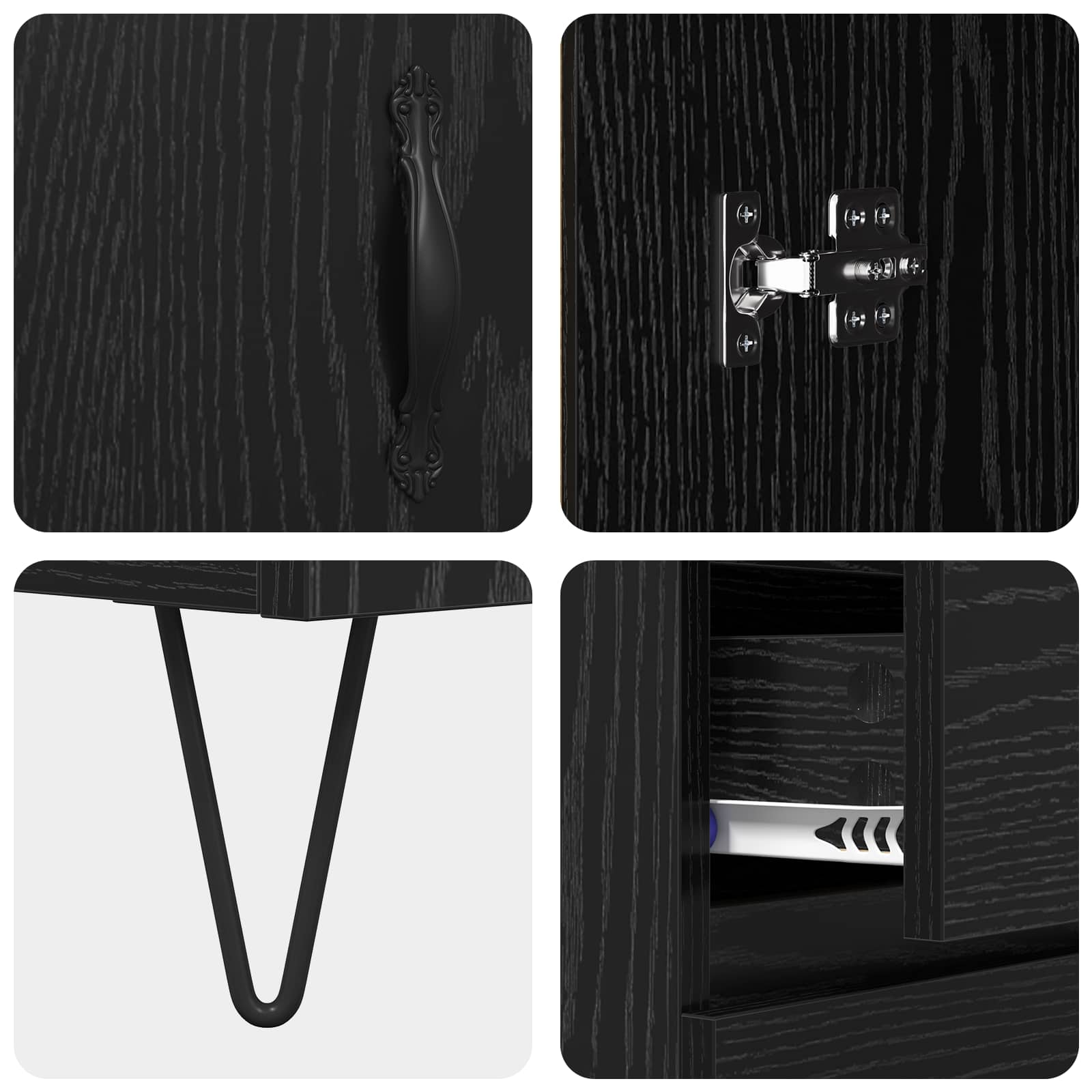 vidaXL Highboard z szufladą 2 pcs Czarny Dąb Materiał drewnopochodny