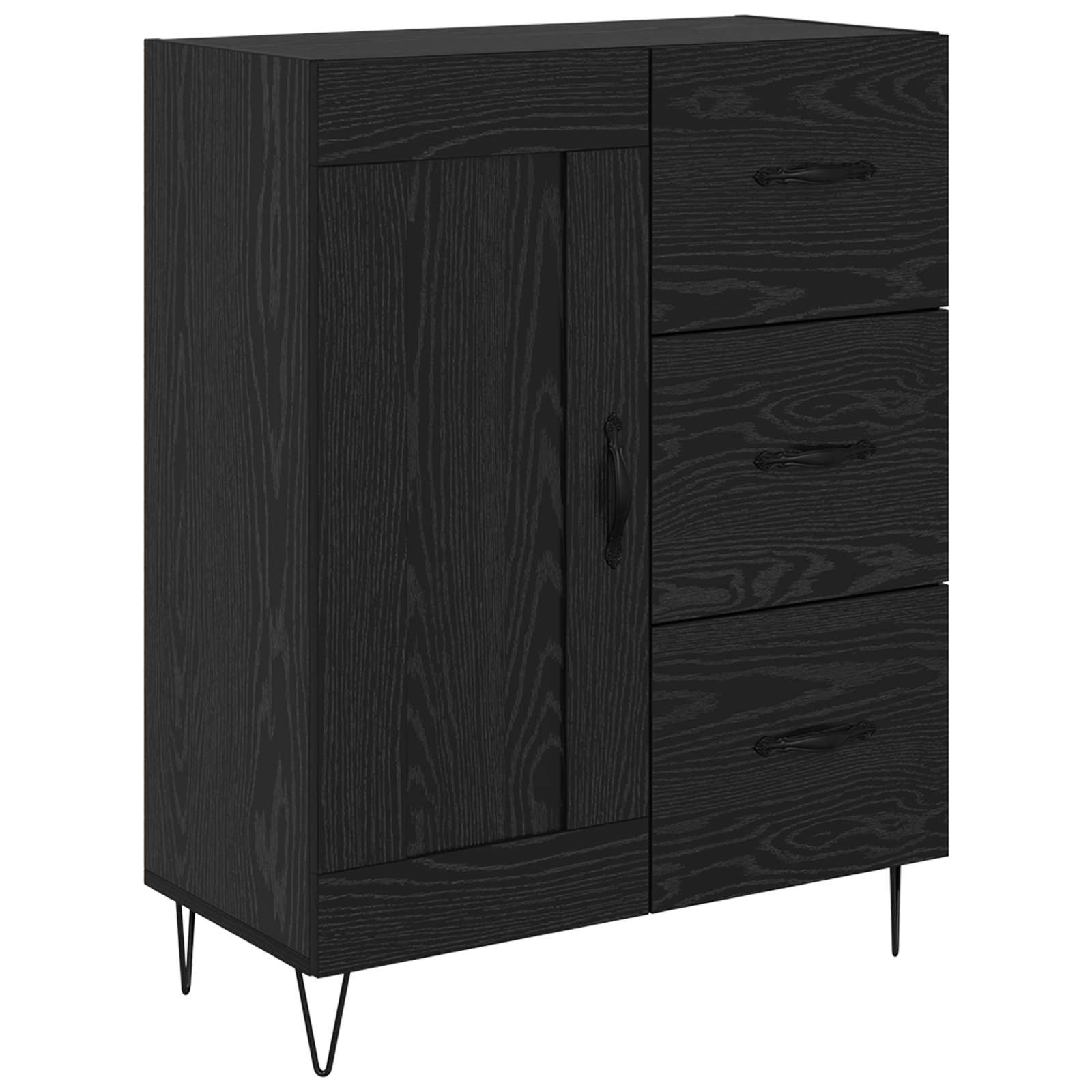 vidaXL Highboard z szufladą 2 pcs Czarny Dąb Materiał drewnopochodny