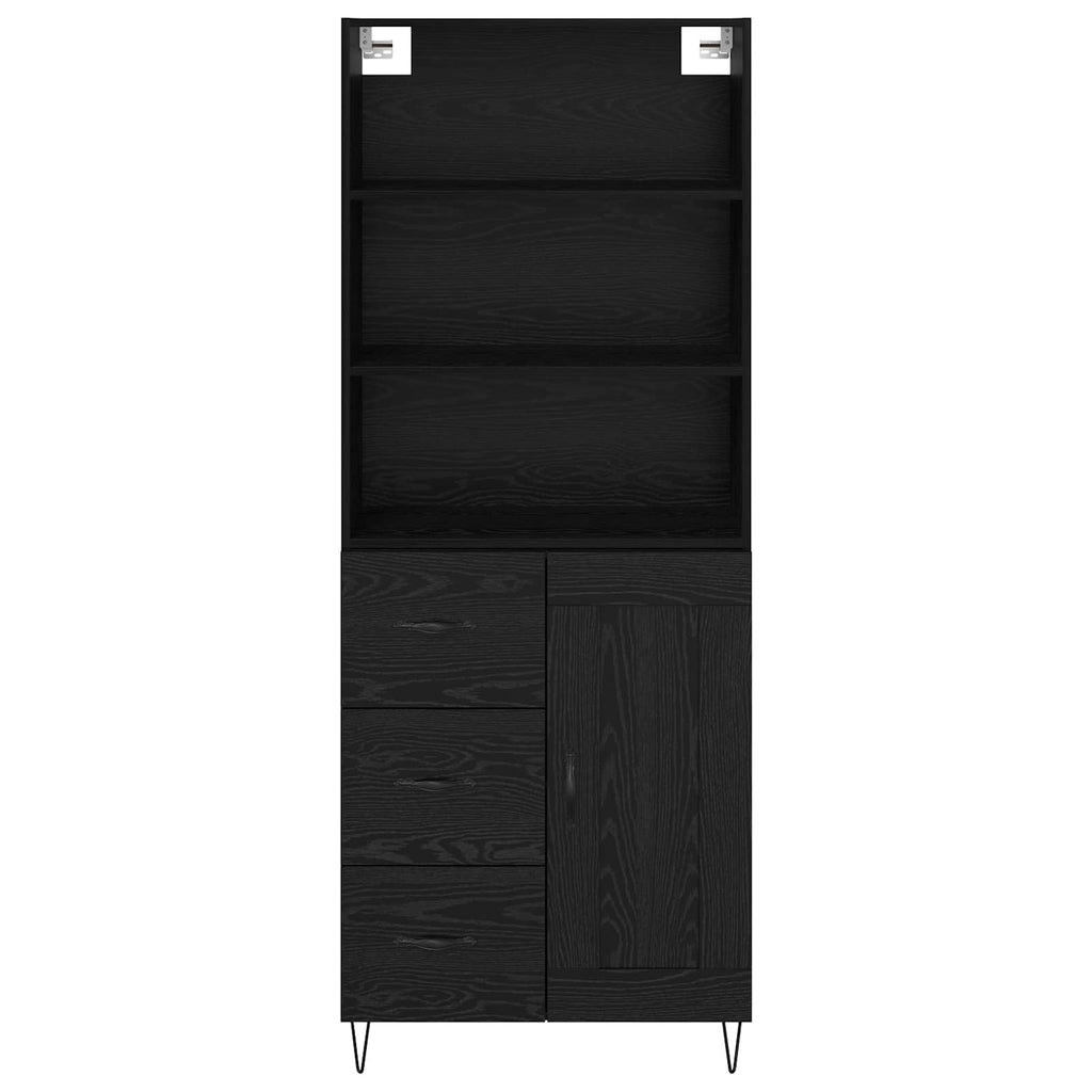 vidaXL Highboard z szufladą 2 pcs Czarny Dąb Materiał drewnopochodny
