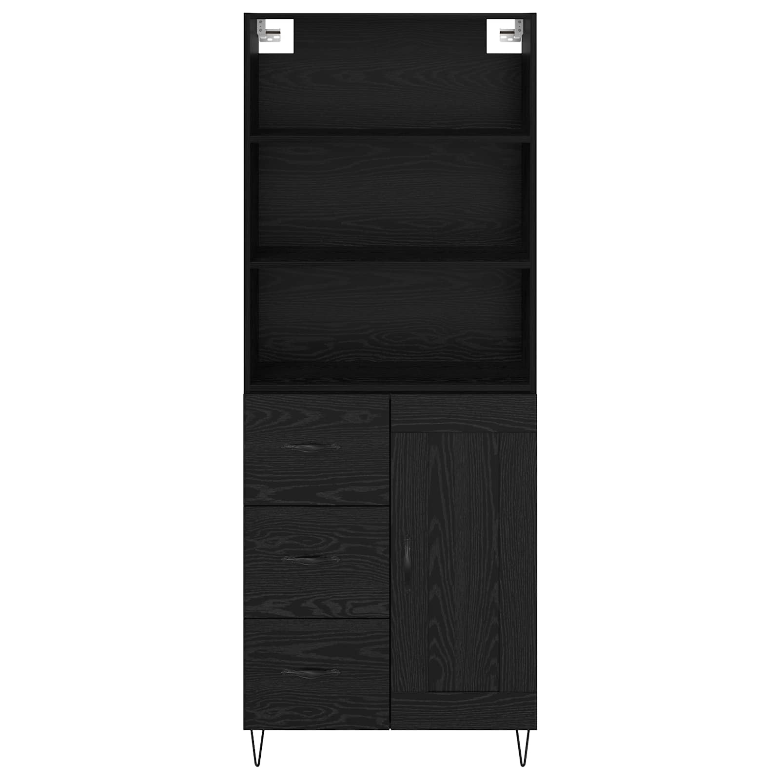 vidaXL Highboard z szufladą 2 pcs Czarny Dąb Materiał drewnopochodny
