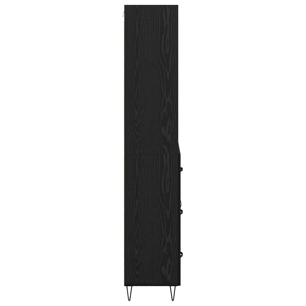 vidaXL Highboard z szufladą 2 pcs Czarny Dąb Materiał drewnopochodny