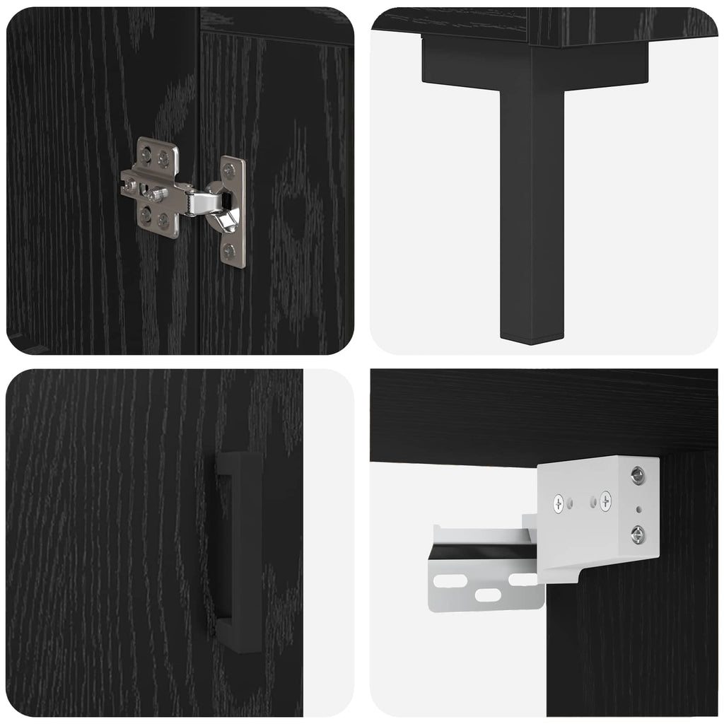 vidaXL Highboard 2 pcs Czarny Dąb Materiał drewnopochodny