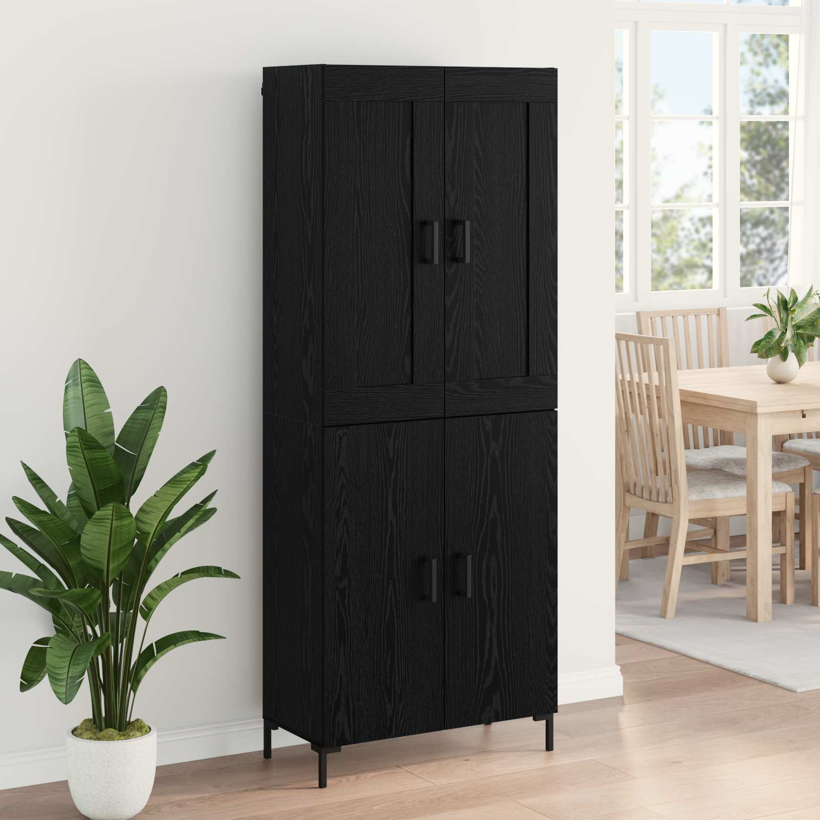 vidaXL Highboard 2 pcs Czarny Dąb Materiał drewnopochodny