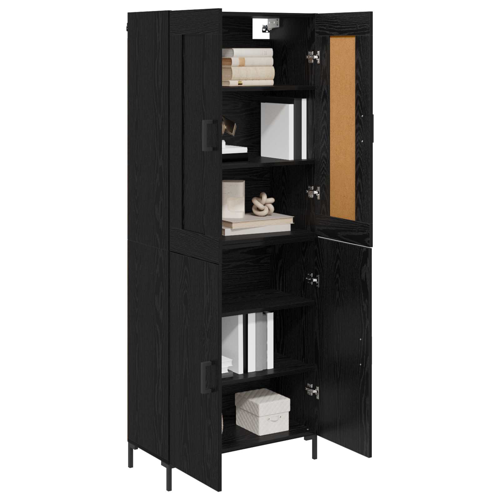 vidaXL Highboard 2 pcs Czarny Dąb Materiał drewnopochodny