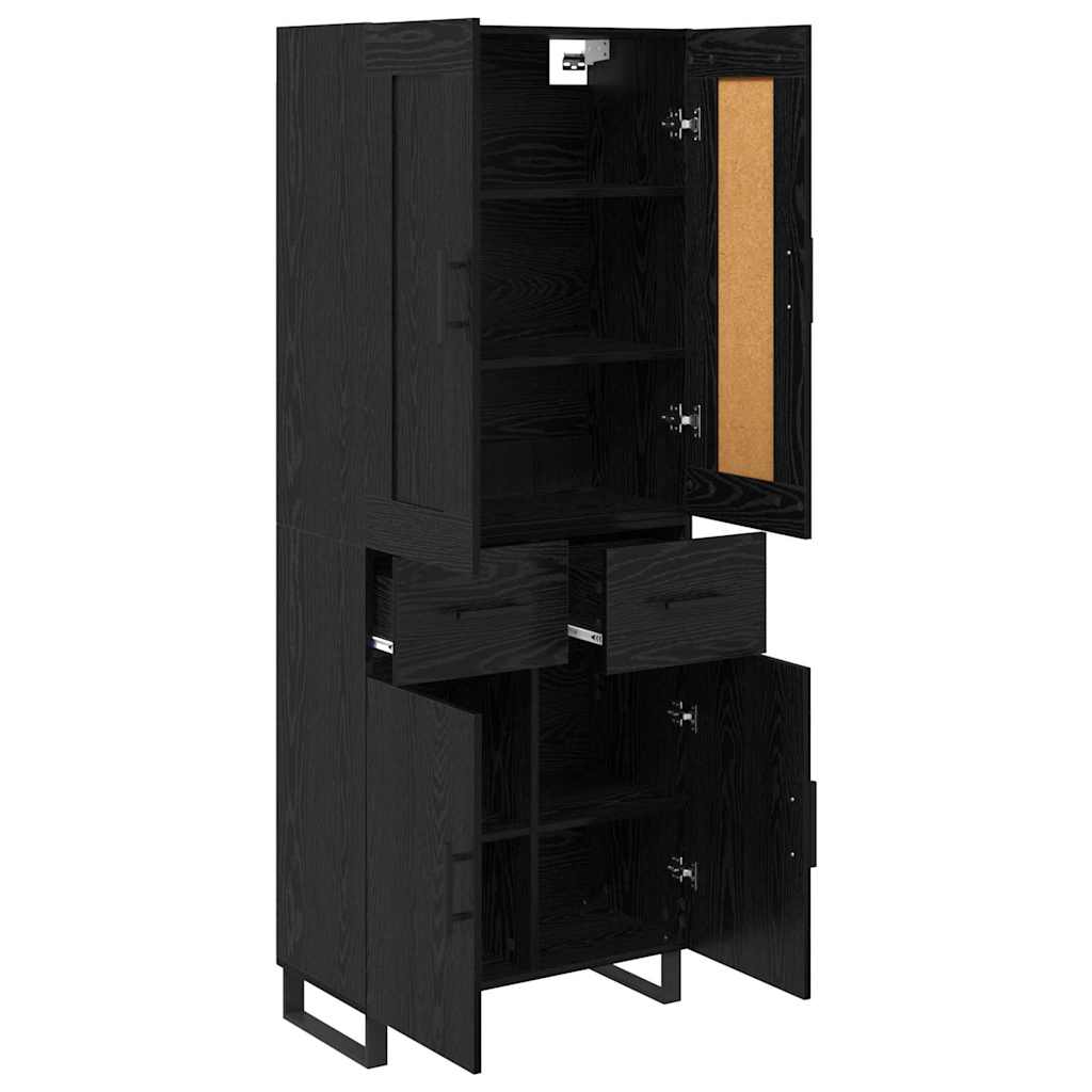vidaXL Highboard Czarny Dąb 69,5 x 34 x 180 cm Materiał drewnopochodny