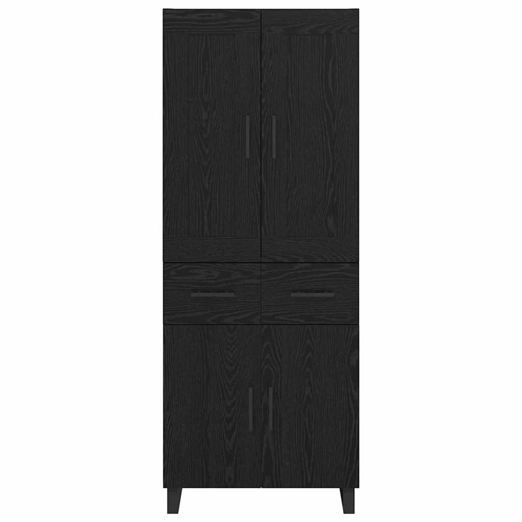 vidaXL Highboard Czarny Dąb 69,5 x 34 x 180 cm Materiał drewnopochodny