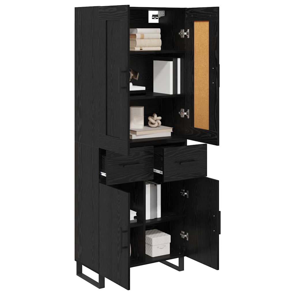 vidaXL Highboard Czarny Dąb 69,5 x 34 x 180 cm Materiał drewnopochodny