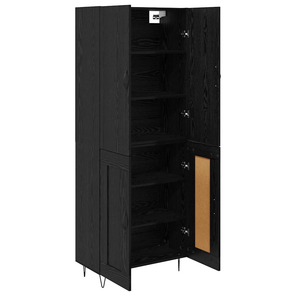 vidaXL Highboard 2 pcs Czarny Dąb Drewno inżynieryjne i szkło