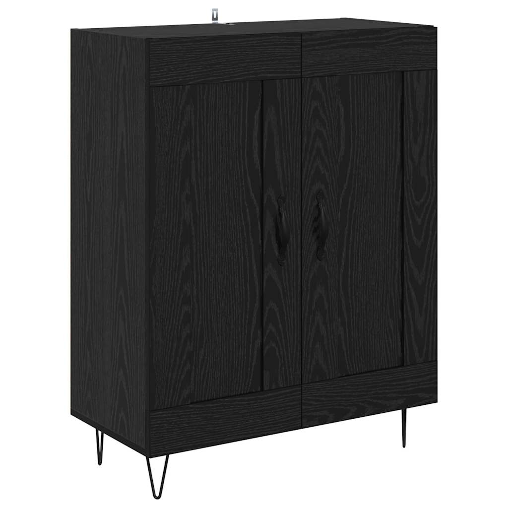 vidaXL Highboard 2 pcs Czarny Dąb Drewno inżynieryjne i szkło