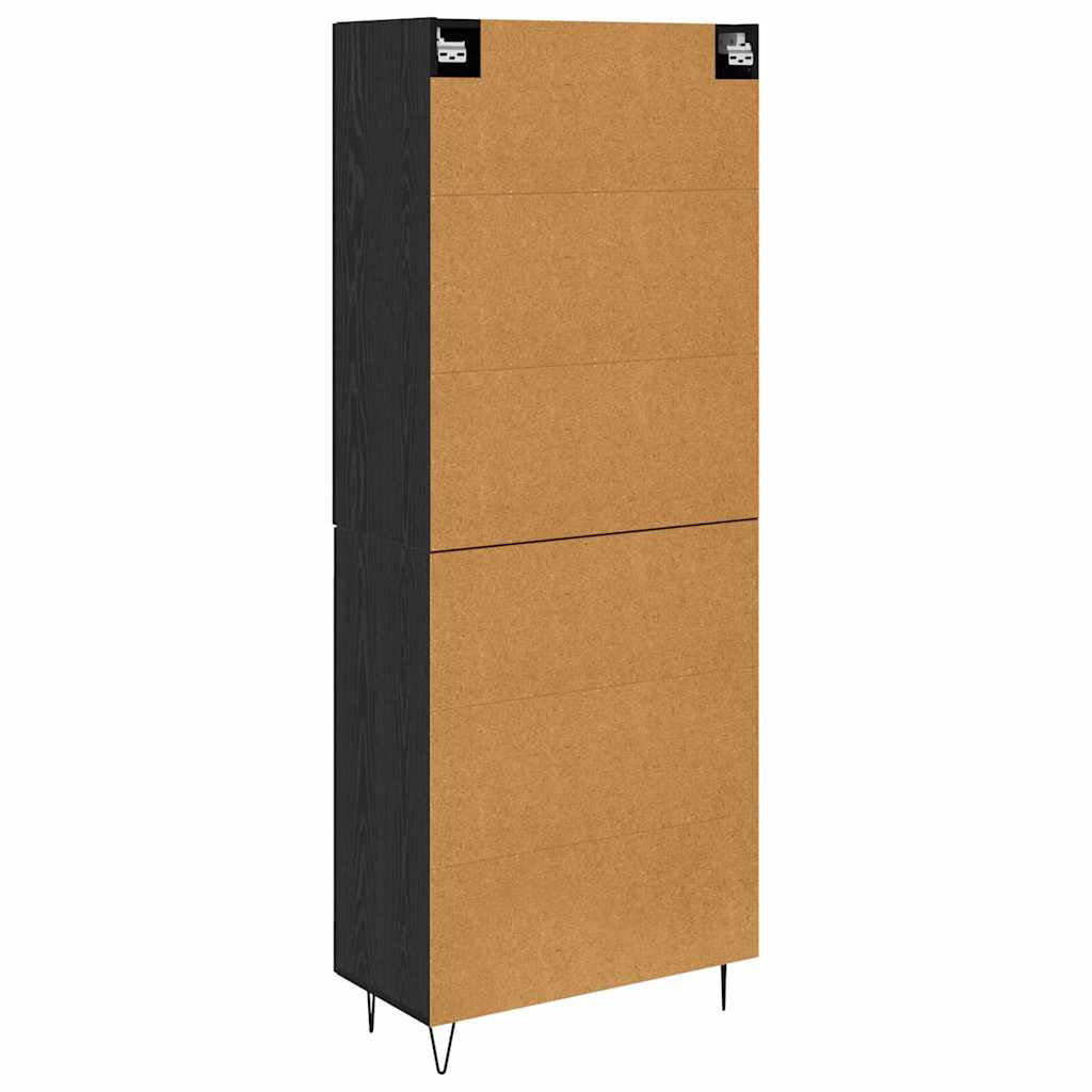 vidaXL Highboard 2 pcs Czarny Dąb Drewno inżynieryjne i szkło