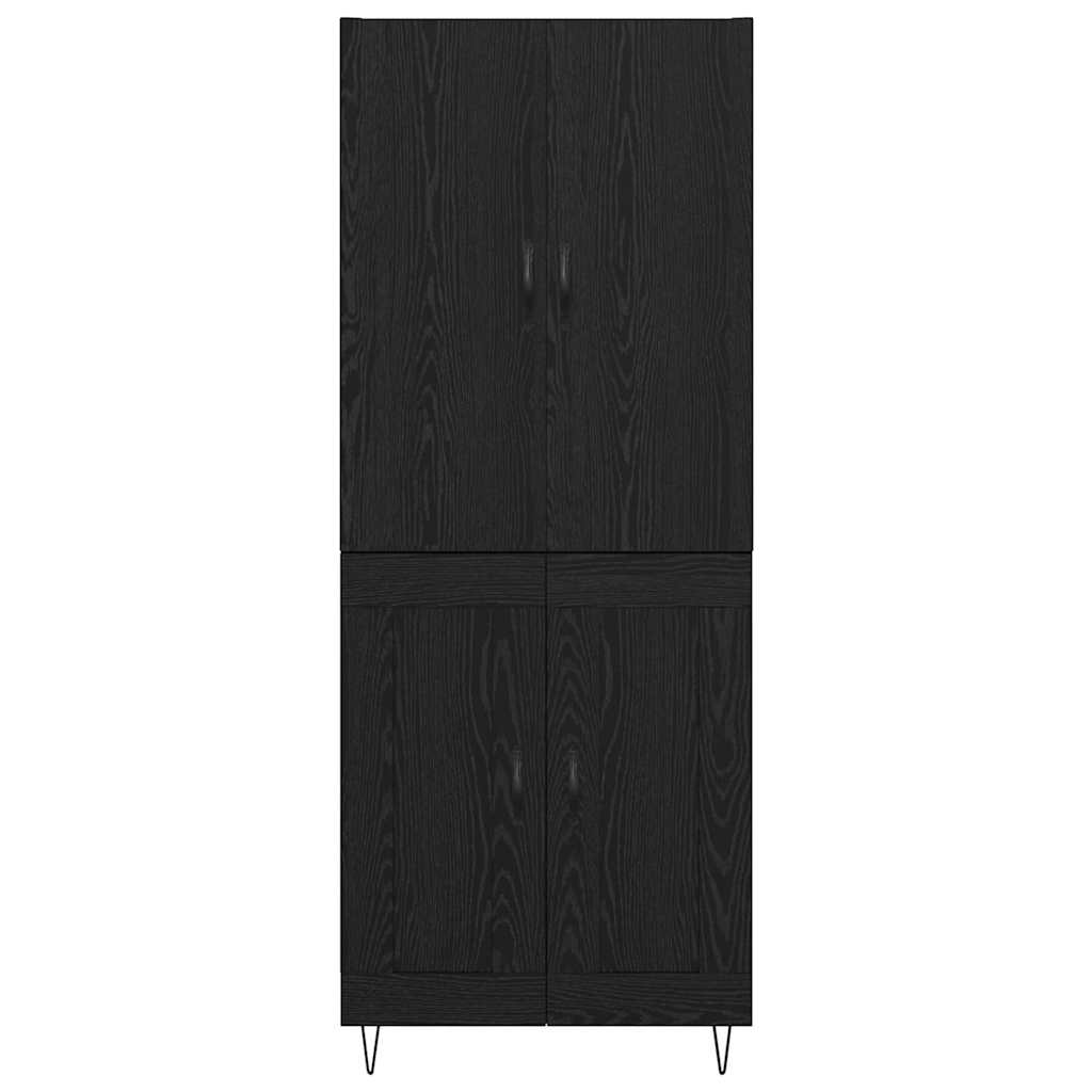 vidaXL Highboard 2 pcs Czarny Dąb Drewno inżynieryjne i szkło