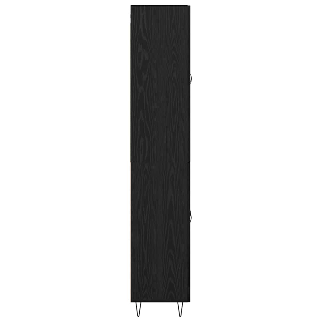 vidaXL Highboard 2 pcs Czarny Dąb Drewno inżynieryjne i szkło