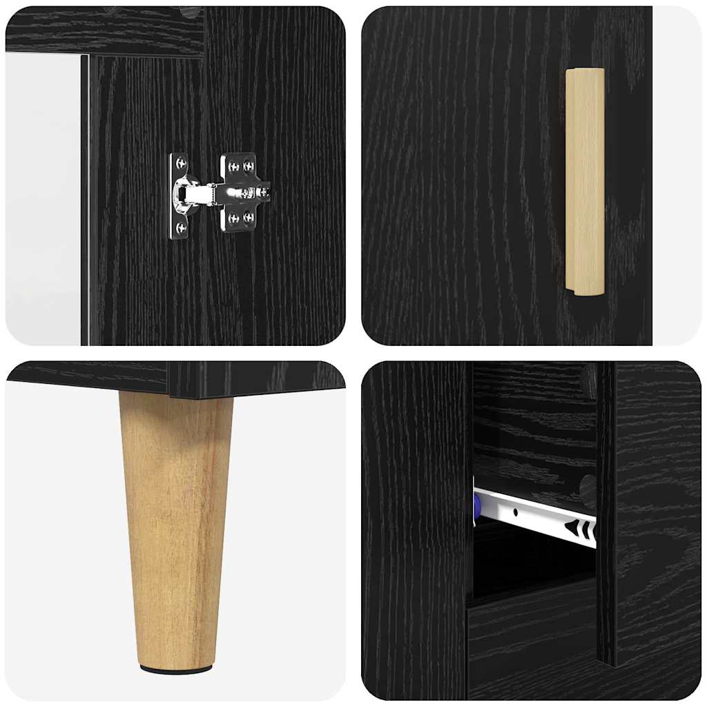 vidaXL Highboard Czarny Dąb 69,5 x 34 x 180 cm Materiał drewnopochodny
