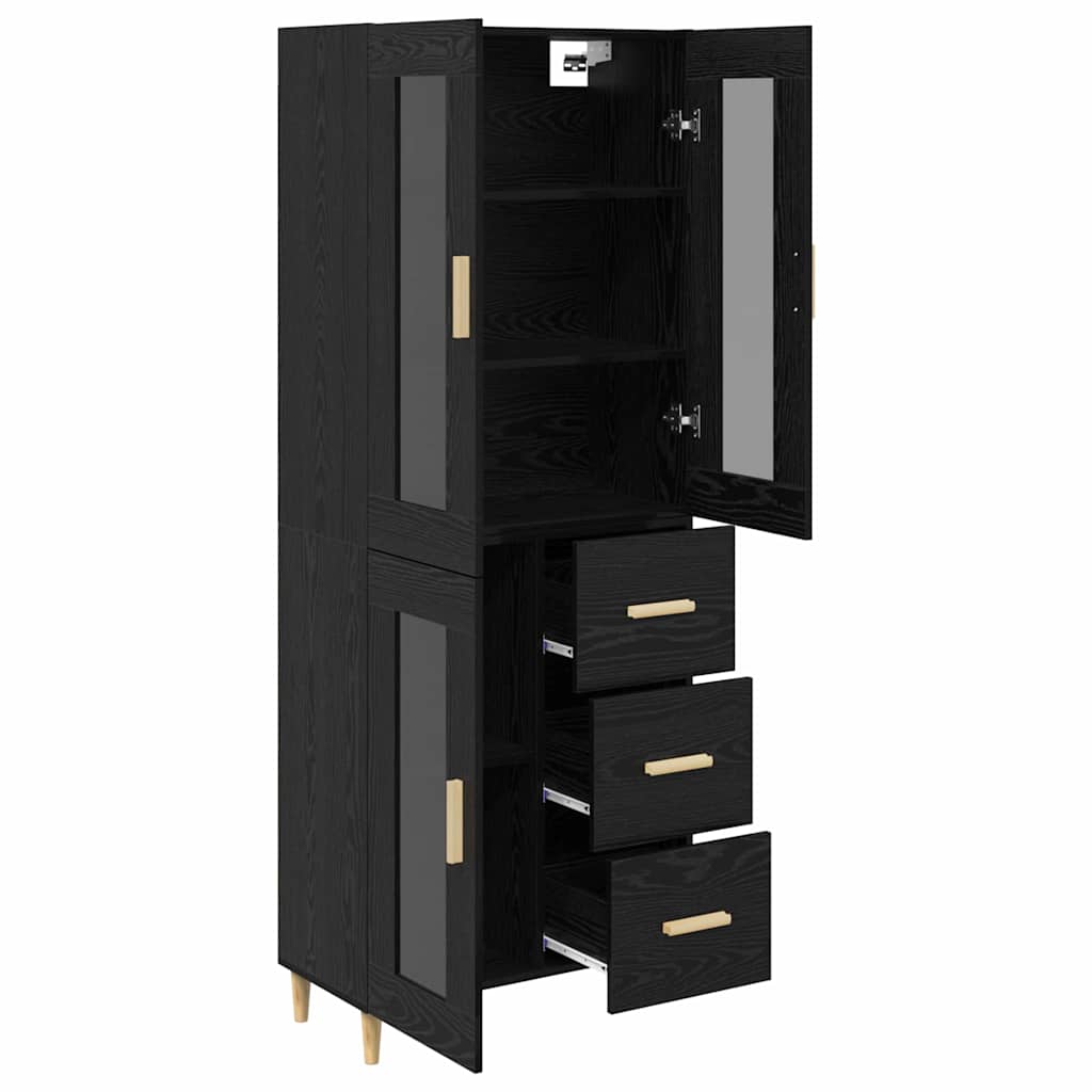 vidaXL Highboard Czarny Dąb 69,5 x 34 x 180 cm Materiał drewnopochodny