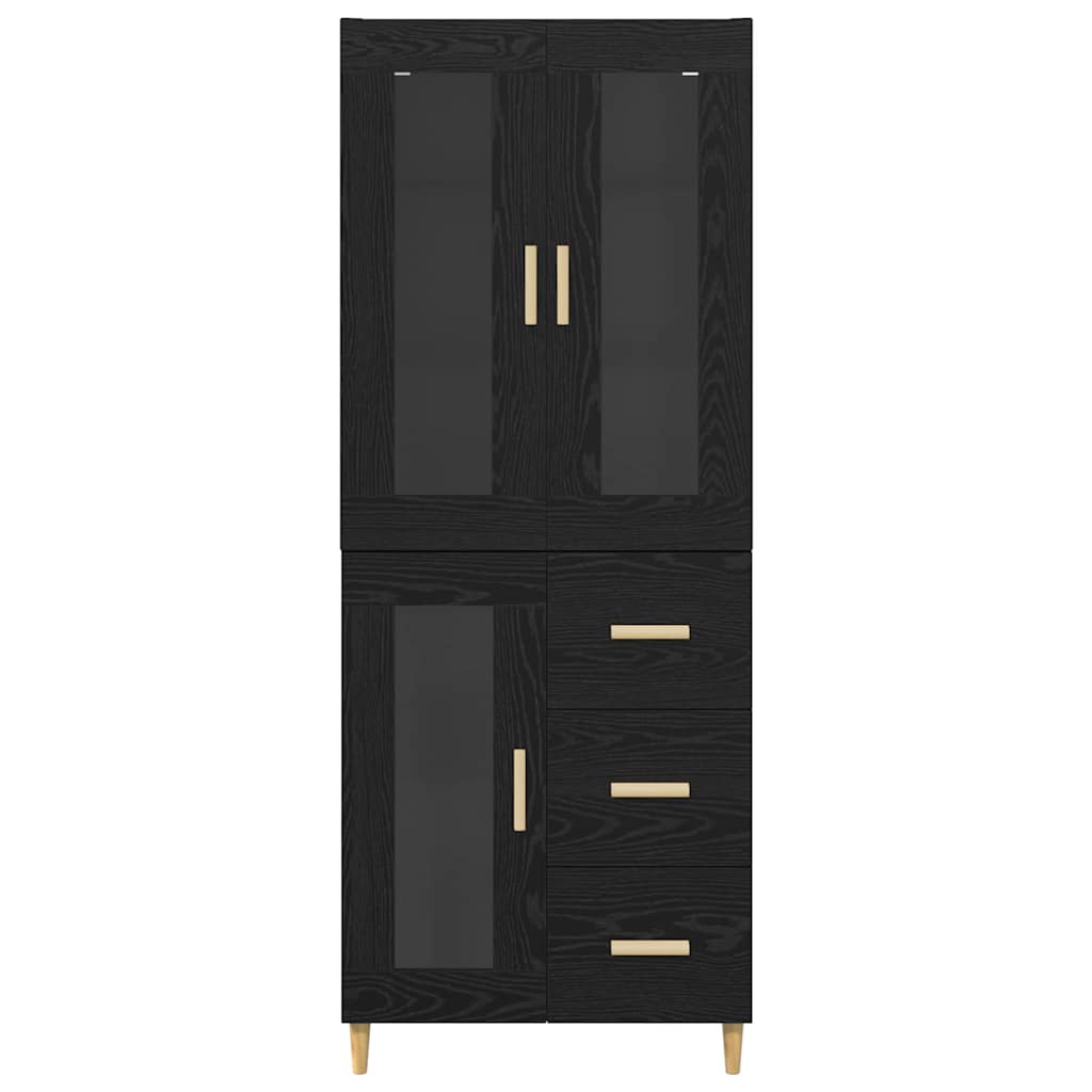 vidaXL Highboard Czarny Dąb 69,5 x 34 x 180 cm Materiał drewnopochodny