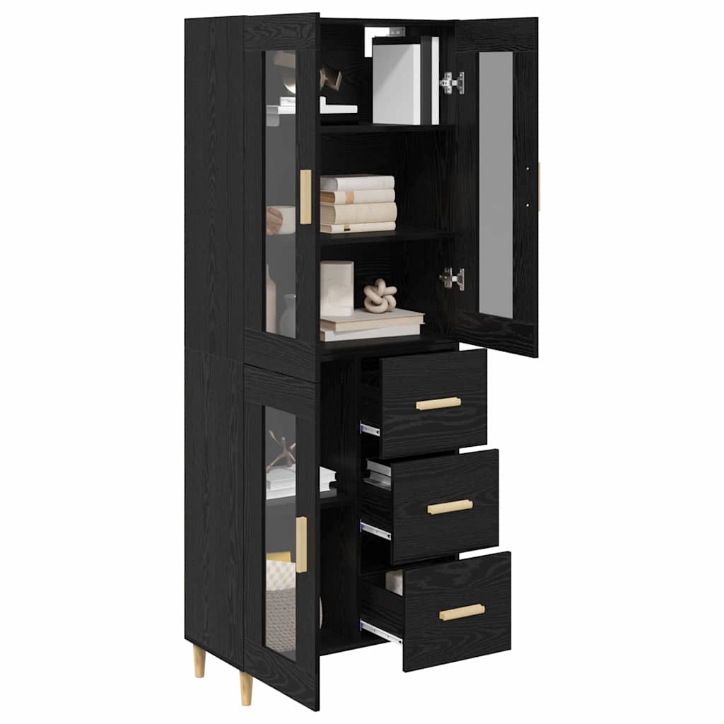 vidaXL Highboard Czarny Dąb 69,5 x 34 x 180 cm Materiał drewnopochodny