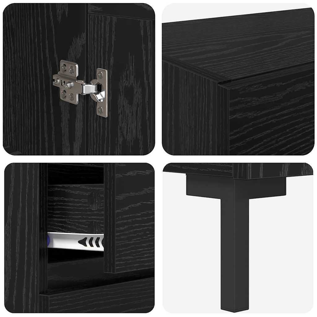 vidaXL Highboard z szufladą 2 pcs Czarny Dąb Materiał drewnopochodny