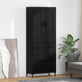 vidaXL Highboard z szufladą 2 pcs Czarny Dąb Materiał drewnopochodny