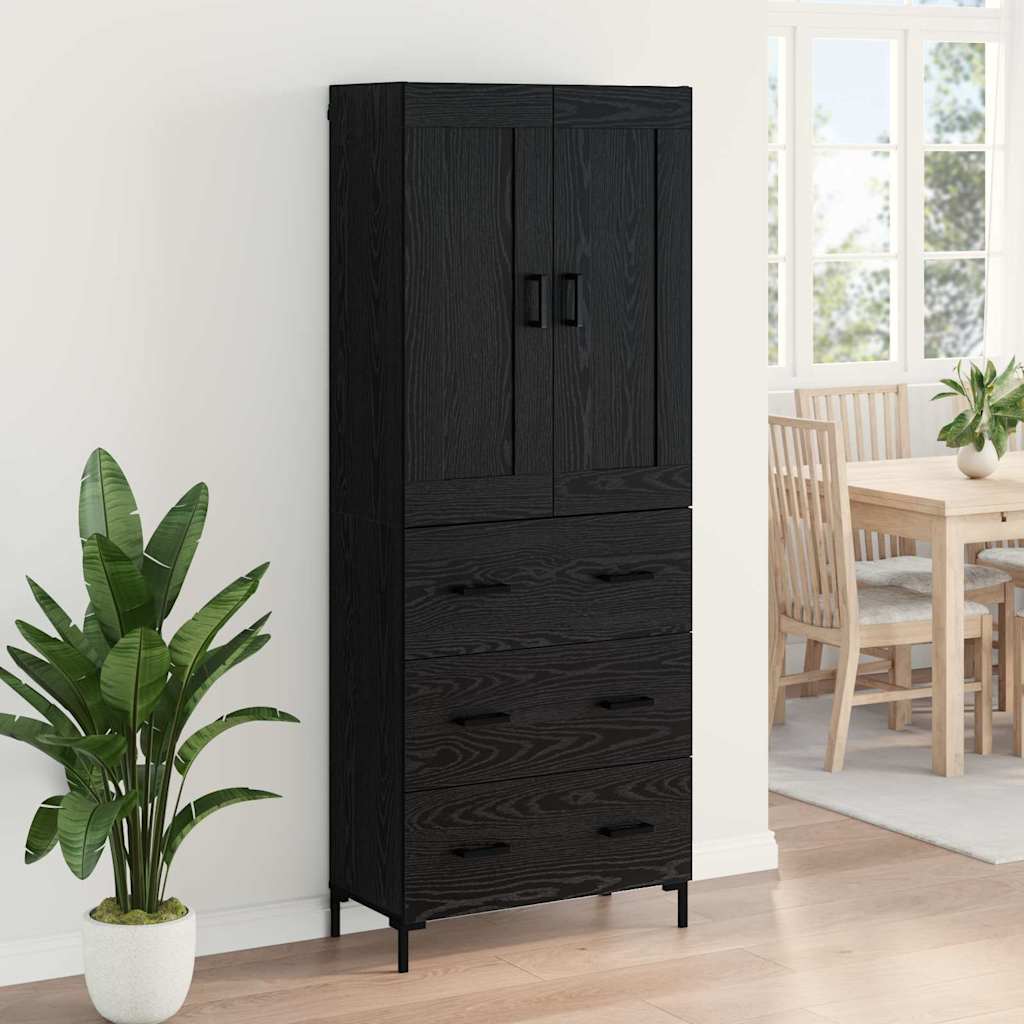 vidaXL Highboard z szufladą 2 pcs Czarny Dąb Materiał drewnopochodny