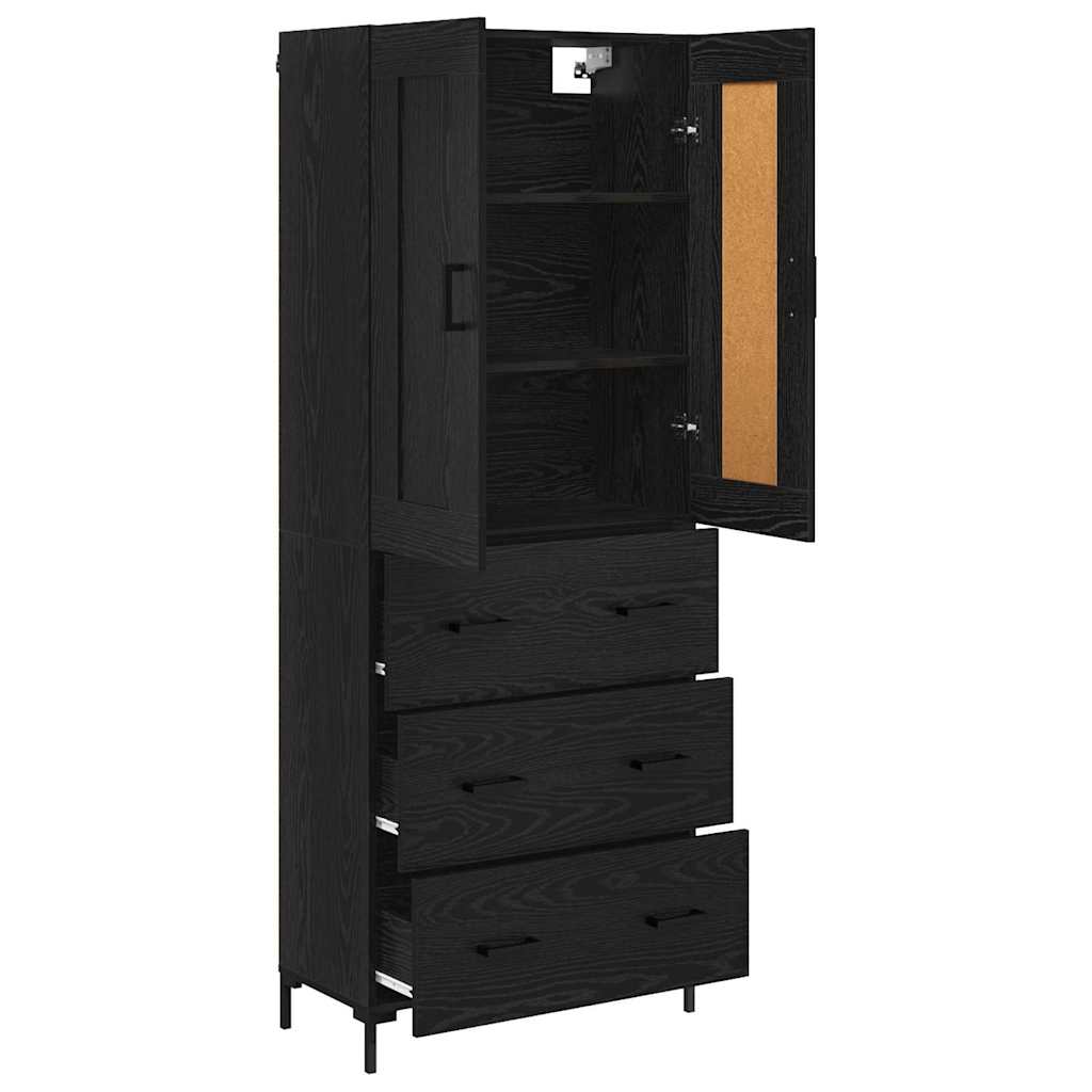 vidaXL Highboard z szufladą 2 pcs Czarny Dąb Materiał drewnopochodny
