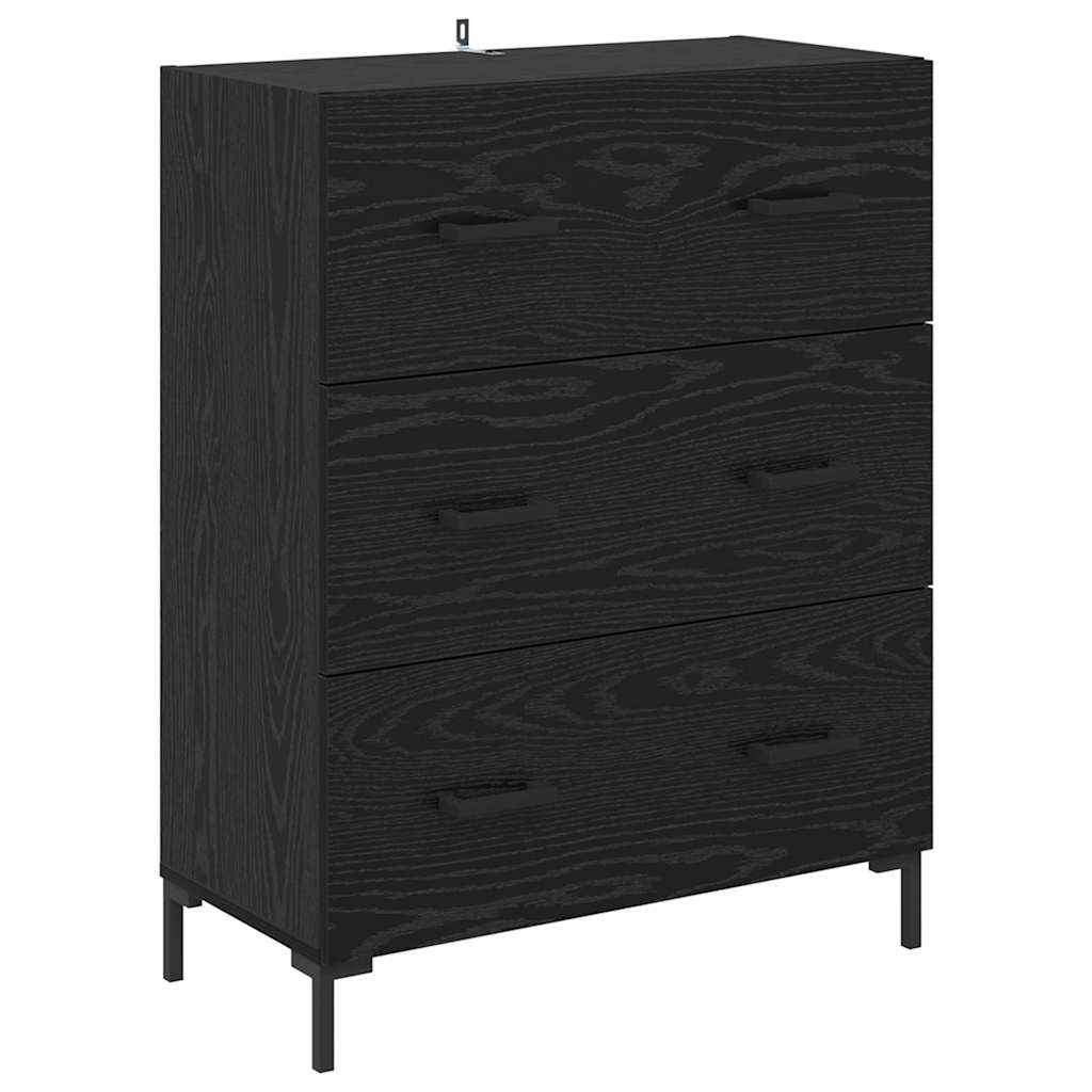 vidaXL Highboard z szufladą 2 pcs Czarny Dąb Materiał drewnopochodny